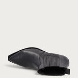 Black leather Texan ankle boots