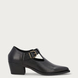 Texan-style heeled shoes in black leather