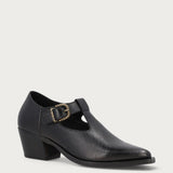 Texan-style heeled shoes in black leather