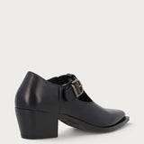 Texan-style heeled shoes in black leather
