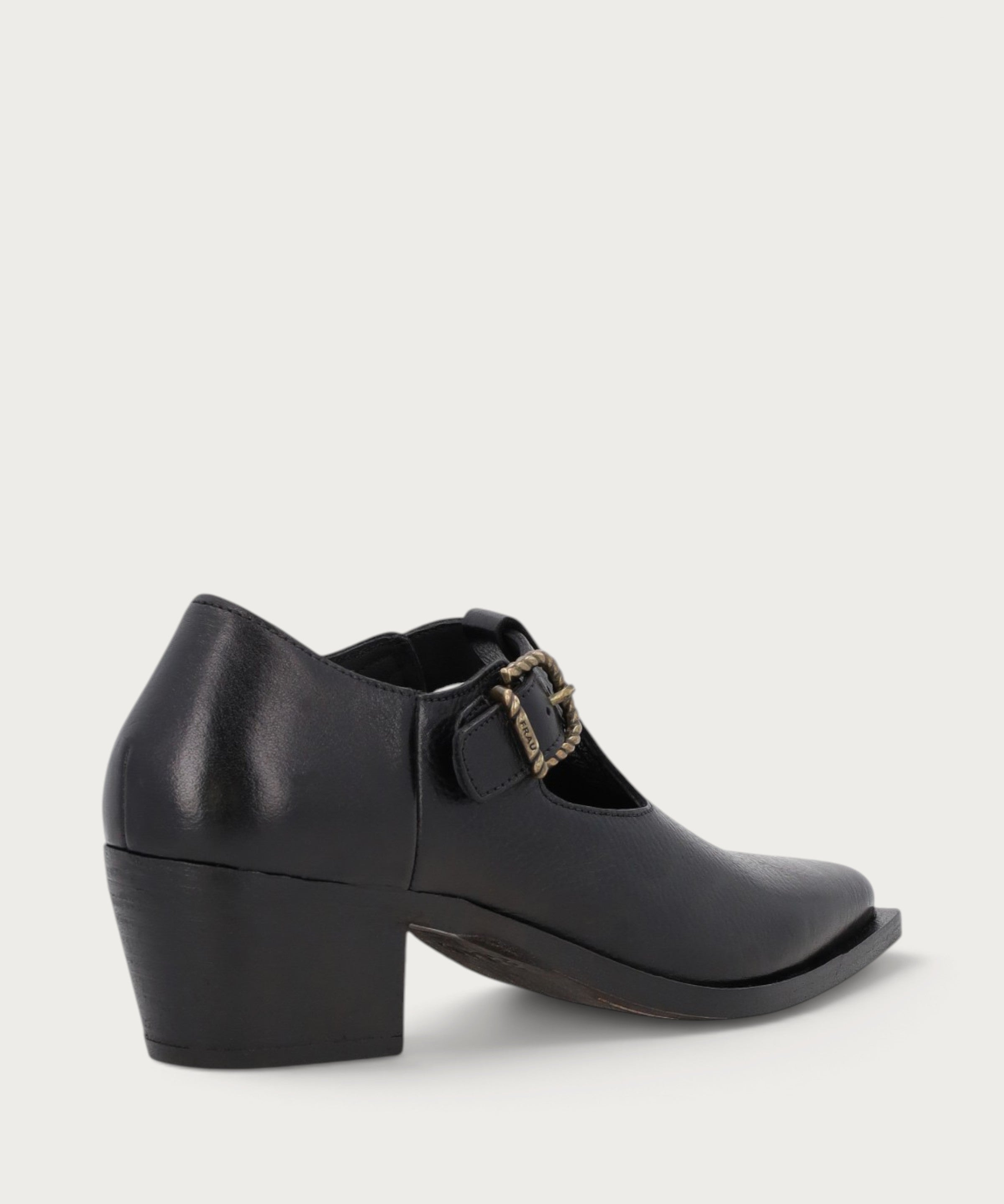 Schuhe mit Absatz im texanischen Stil aus Leder in Schwarz