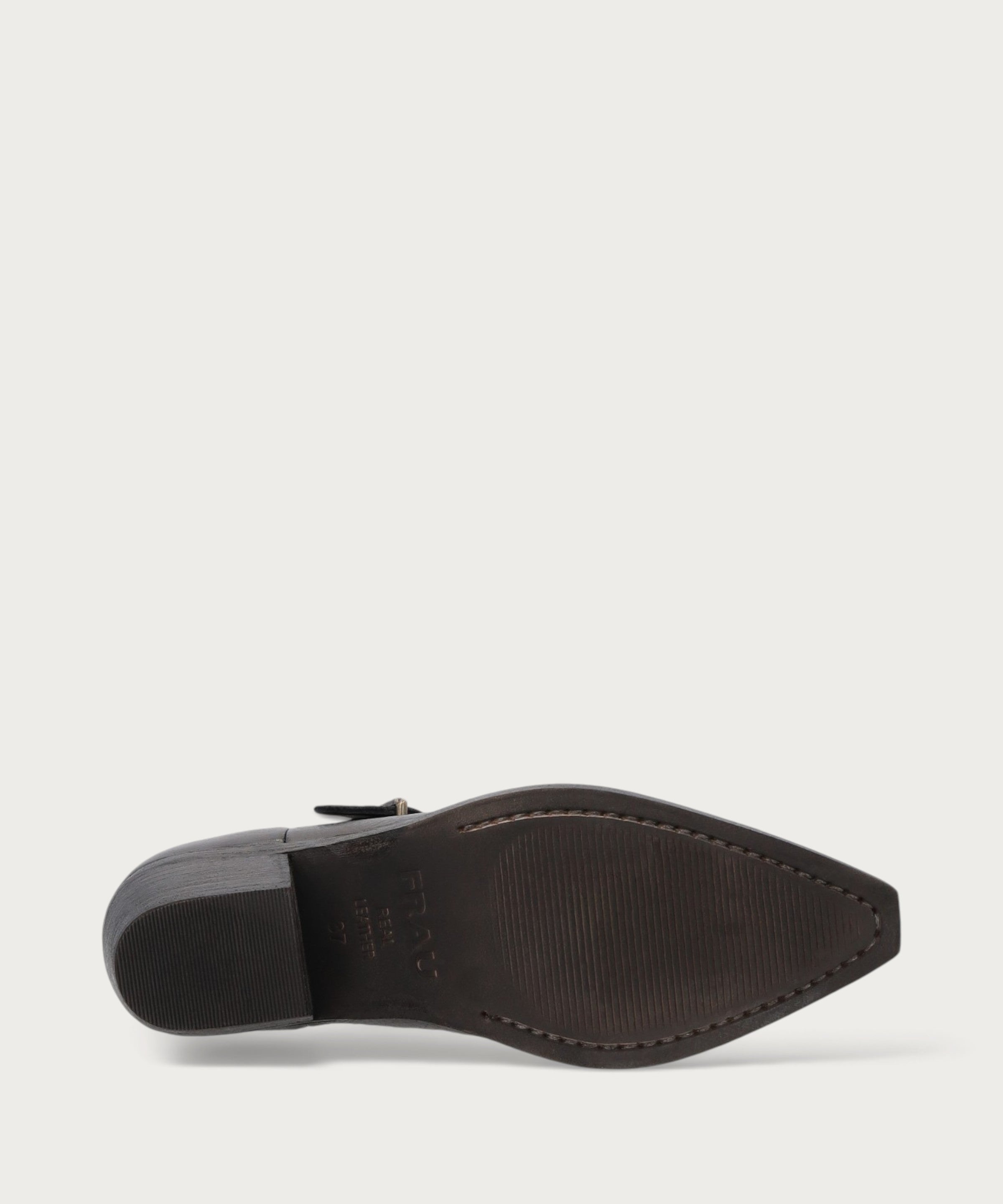 Schuhe mit Absatz im texanischen Stil aus Leder in Schwarz