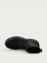 Damen-Beatle-Boots aus Veloursleder in Schwarz mit Chunky-Sohle - Schwarz | FRAU