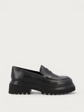 Damen-Mokassins aus Leder in Schwarz mit Chunky-Sohle - Schwarz | FRAU