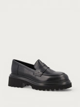 Damen-Mokassins aus Leder in Schwarz mit Chunky-Sohle - Schwarz | FRAU