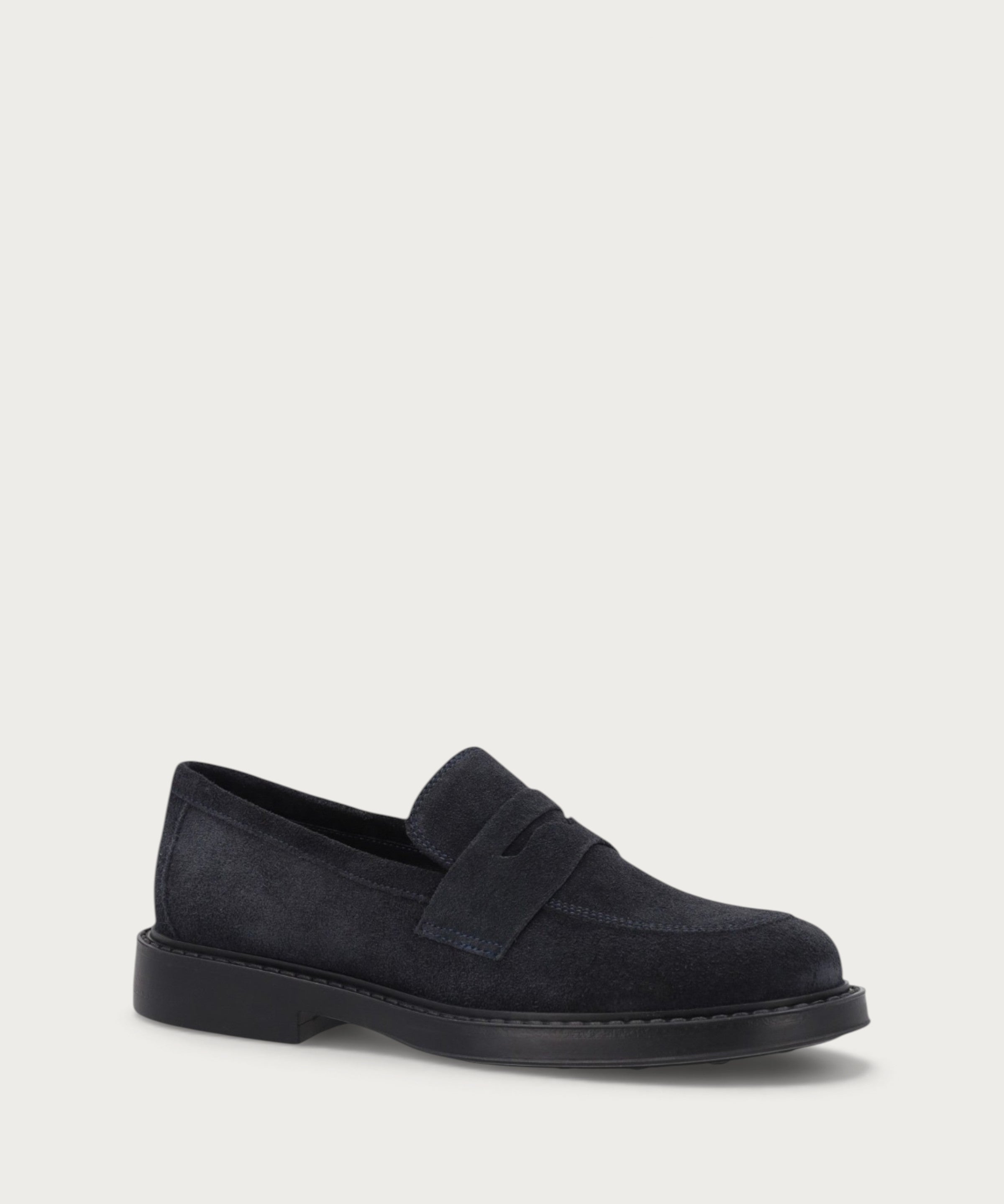 Basic-Damen-Mokassins aus Veloursleder in Blau