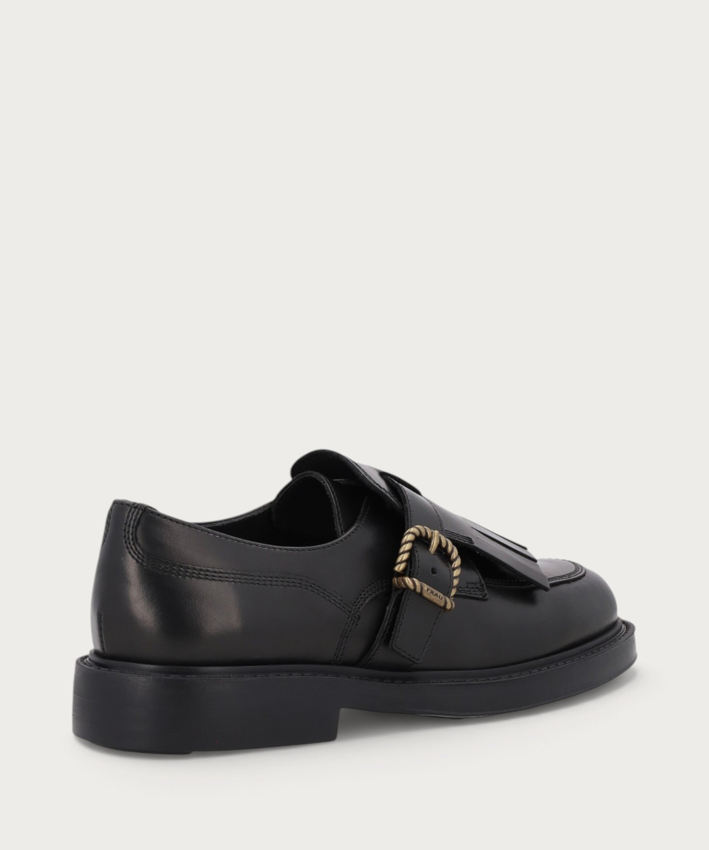 Stringate donna con frangia in pelle nera