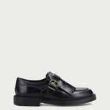 Stringate donna con frangia in pelle blu