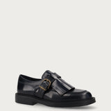 Stringate donna con frangia in pelle blu