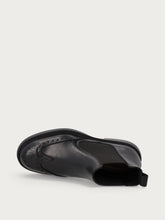 Women's black leather Beatle boots with wing-tip detail - Black | FRAU