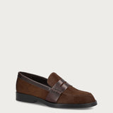 Women's brown pony-hair-effect leather varsity loafers