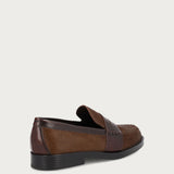 Women's brown pony-hair-effect leather varsity loafers