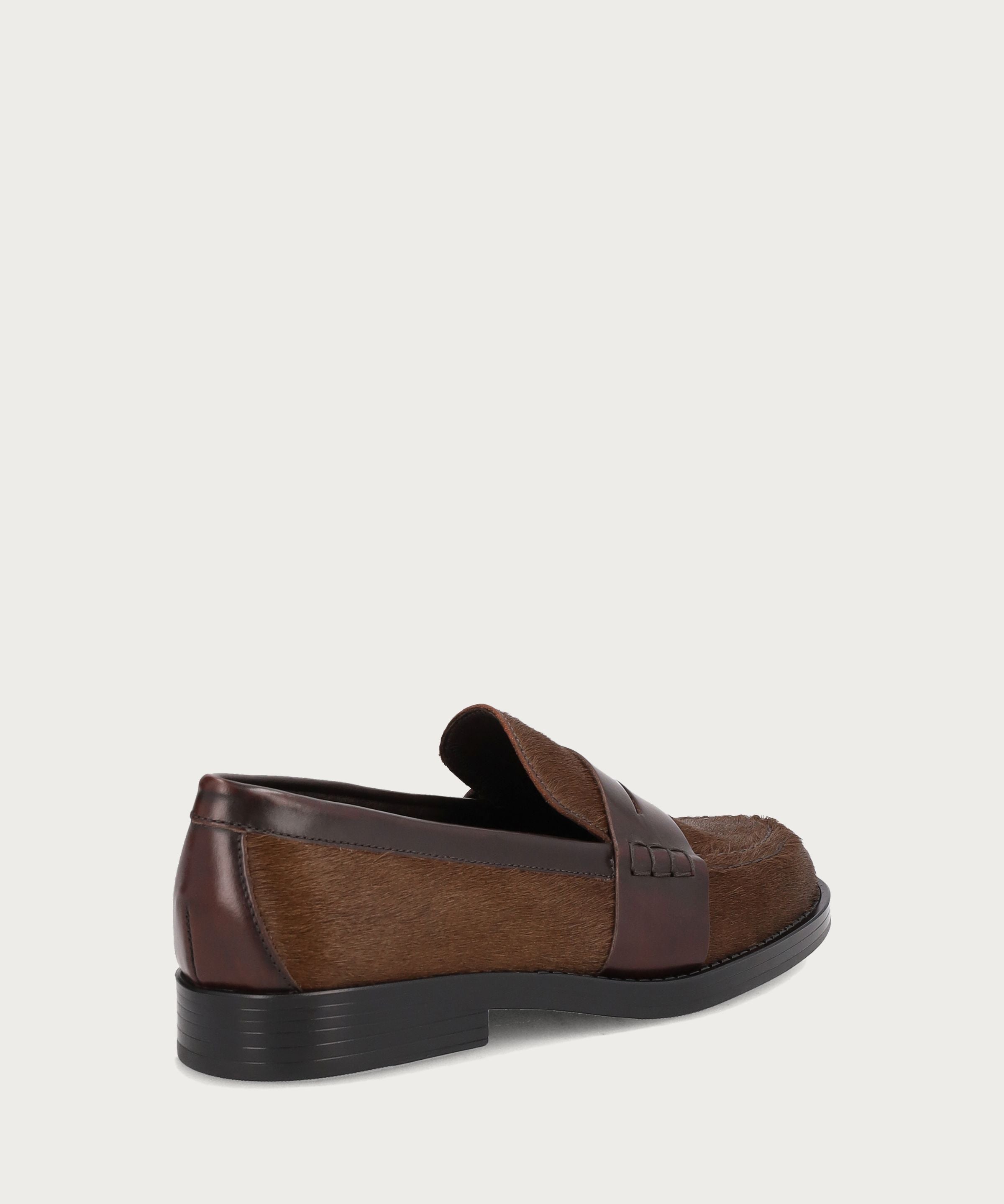Women's brown pony-hair-effect leather varsity loafers