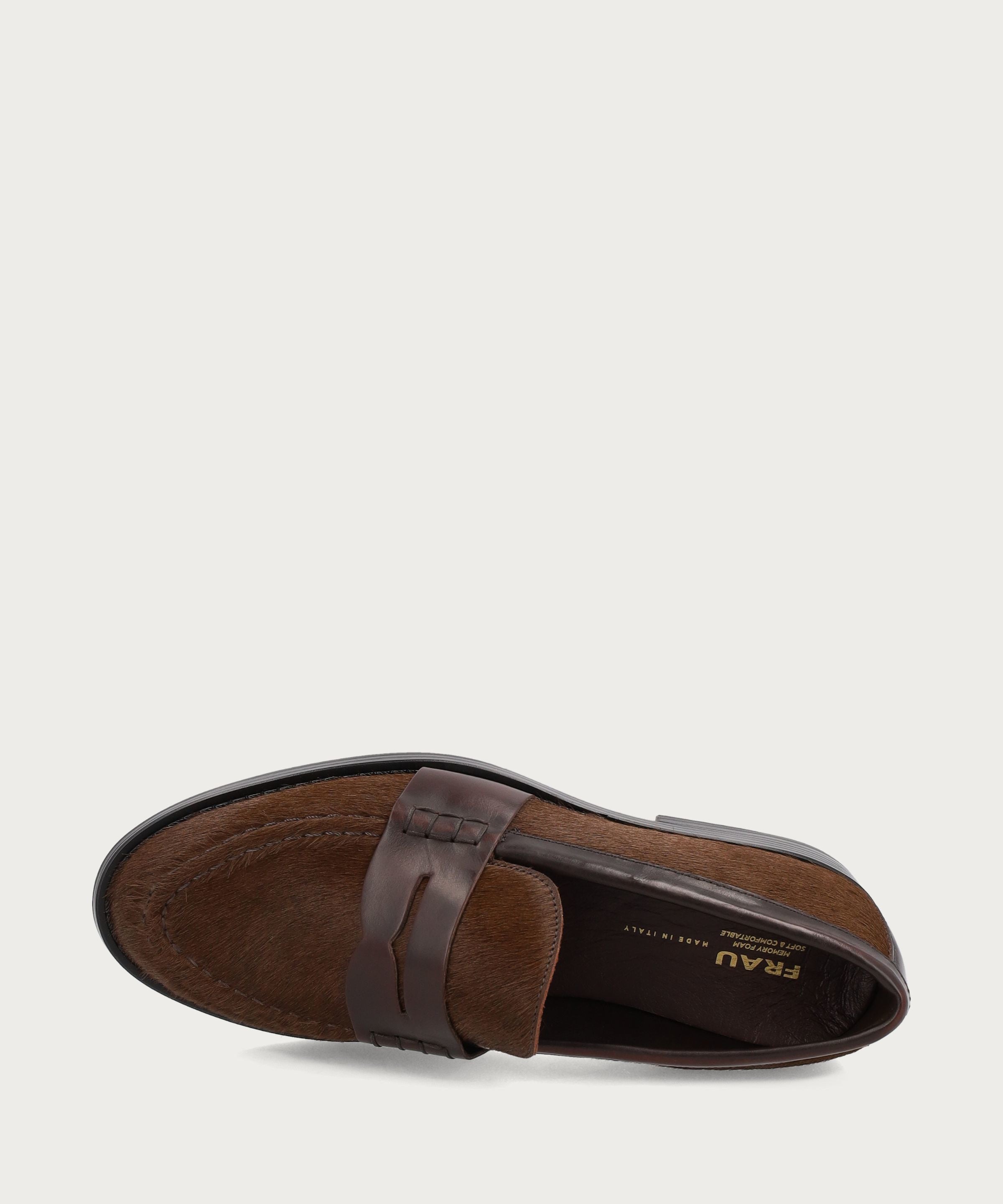 Women's brown pony-hair-effect leather varsity loafers