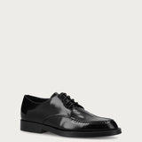 Women's polished black leather lace-ups
