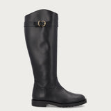 Women's black leather riding boots