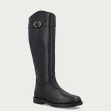 Women's black leather riding boots