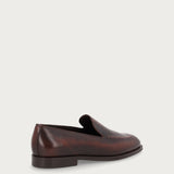Mocassino slipper elegante donna in pelle marrone sfumata