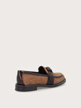 Women's beige suede loafers with tie detail - Spelt/Chocolate | FRAU