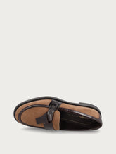 Women's beige suede loafers with tie detail - Spelt/Chocolate | FRAU