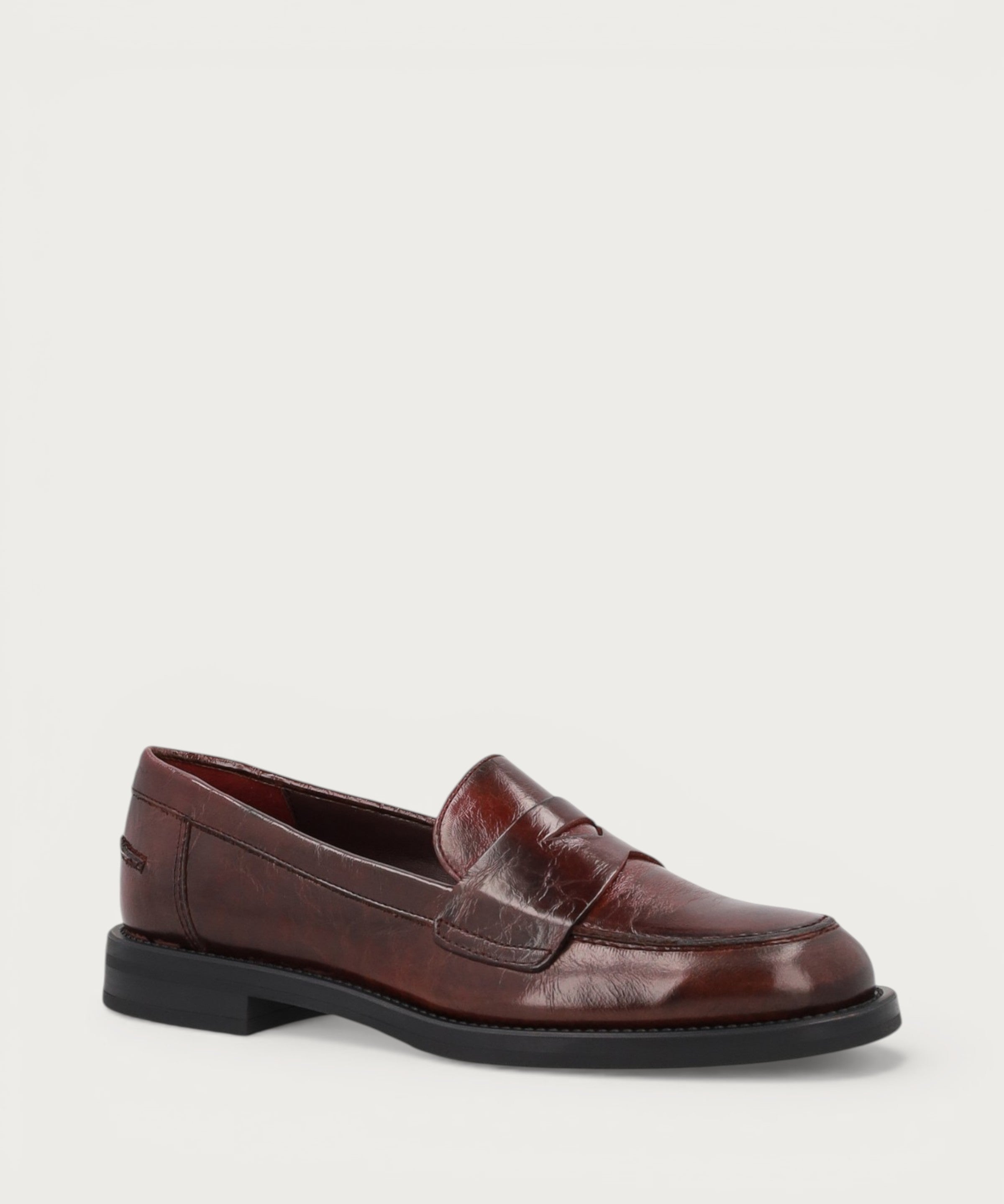 Women's classic polished burgundy leather loafers