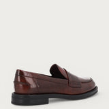Women's classic polished burgundy leather loafers