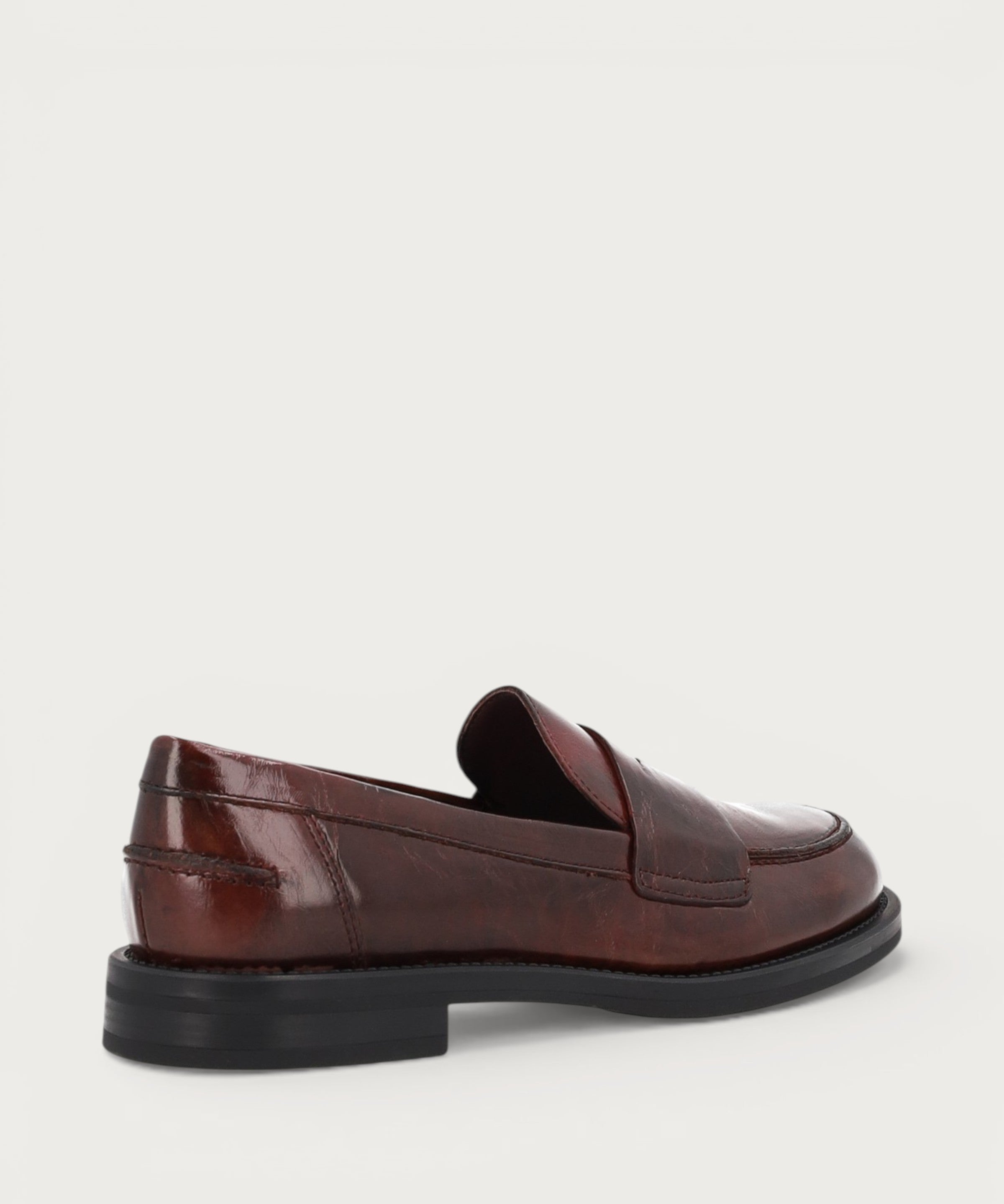 Women's classic polished burgundy leather loafers