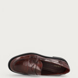 Women's classic polished burgundy leather loafers