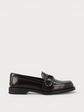 Women's brushed burgundy leather loafers with buckle - Burgundy | FRAU
