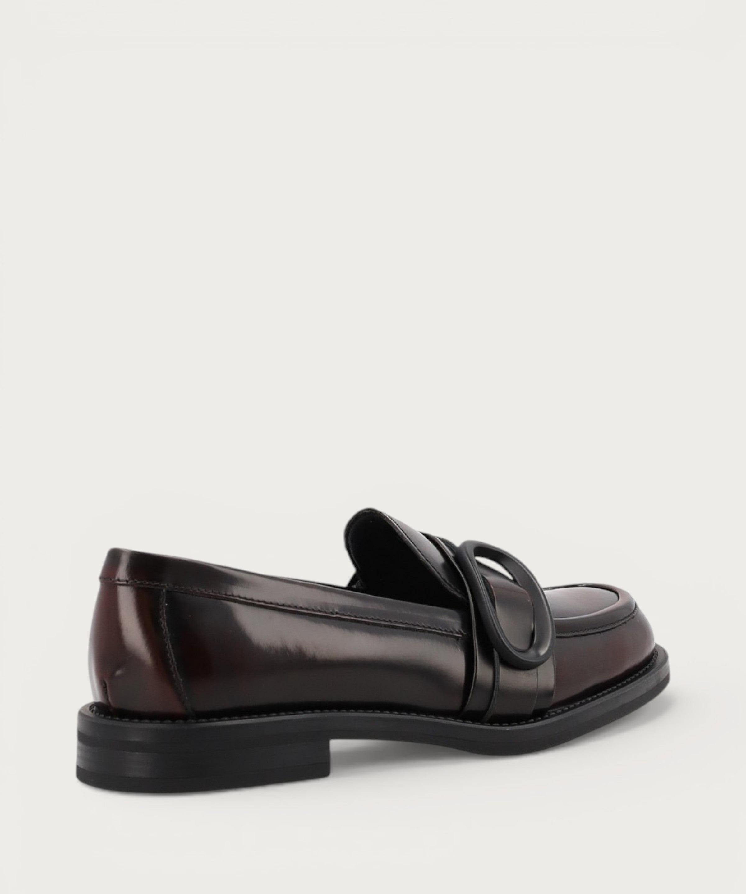 Women's brushed burgundy leather loafers with buckle