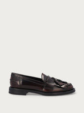 Women's burgundy brushed leather loafers with fringing - Burgundy | FRAU