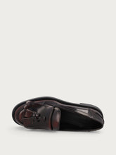 Women's burgundy brushed leather loafers with fringing - Burgundy | FRAU