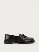 Women's brown brushed leather loafers with tie detail - Cocoa | FRAU