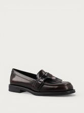 Women's brown brushed leather loafers with tie detail - Cocoa | FRAU