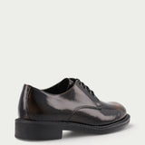 Women's smoky brown brushed leather Oxford shoes
