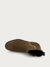 Stivaletti donna in pelle scamosciata verde con zip - Felce | FRAU