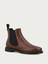 Women's tan leather Beatle boots with wing-tip design - Leather | FRAU