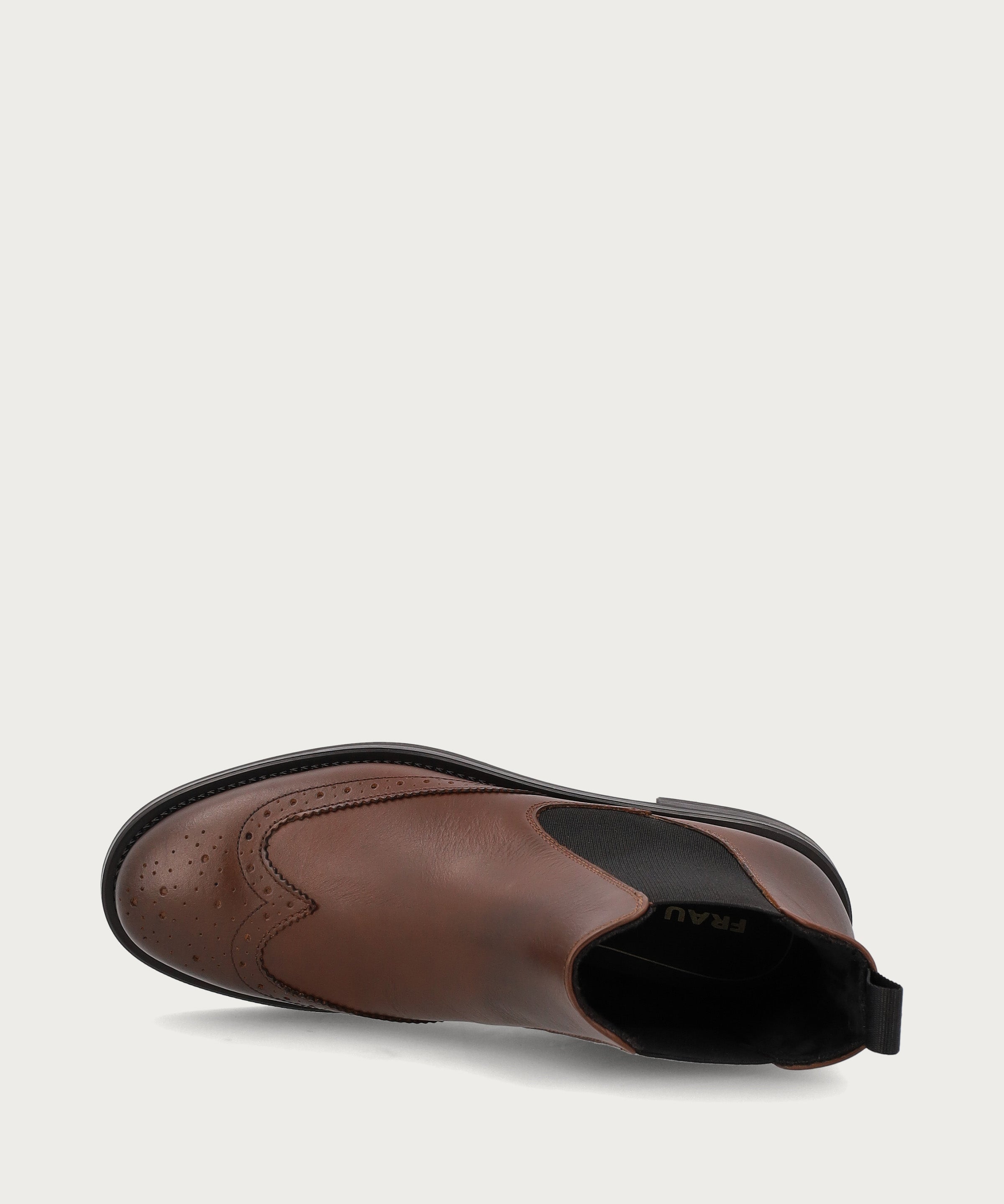 Women's tan leather Beatle boots with wing-tip design