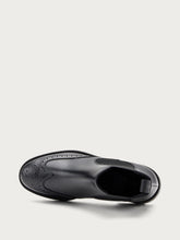 Women's black leather Beatle boots with wing-tip design - Black | FRAU