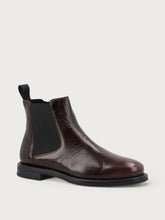 Women's minimal brown polished leather Beatle boots - Chocolate | FRAU