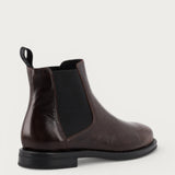 Women's minimal brown polished leather Beatle boots