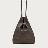 Large soft chocolate brown leather bucket bag
