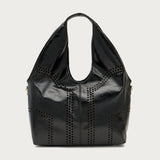 Maxi bag in pelle lucida laserata nera