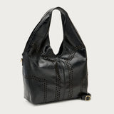 Maxi bag in pelle lucida laserata nera