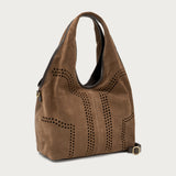 Brown laser-cut suede maxi bag