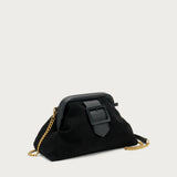 Black suede maxi clutch