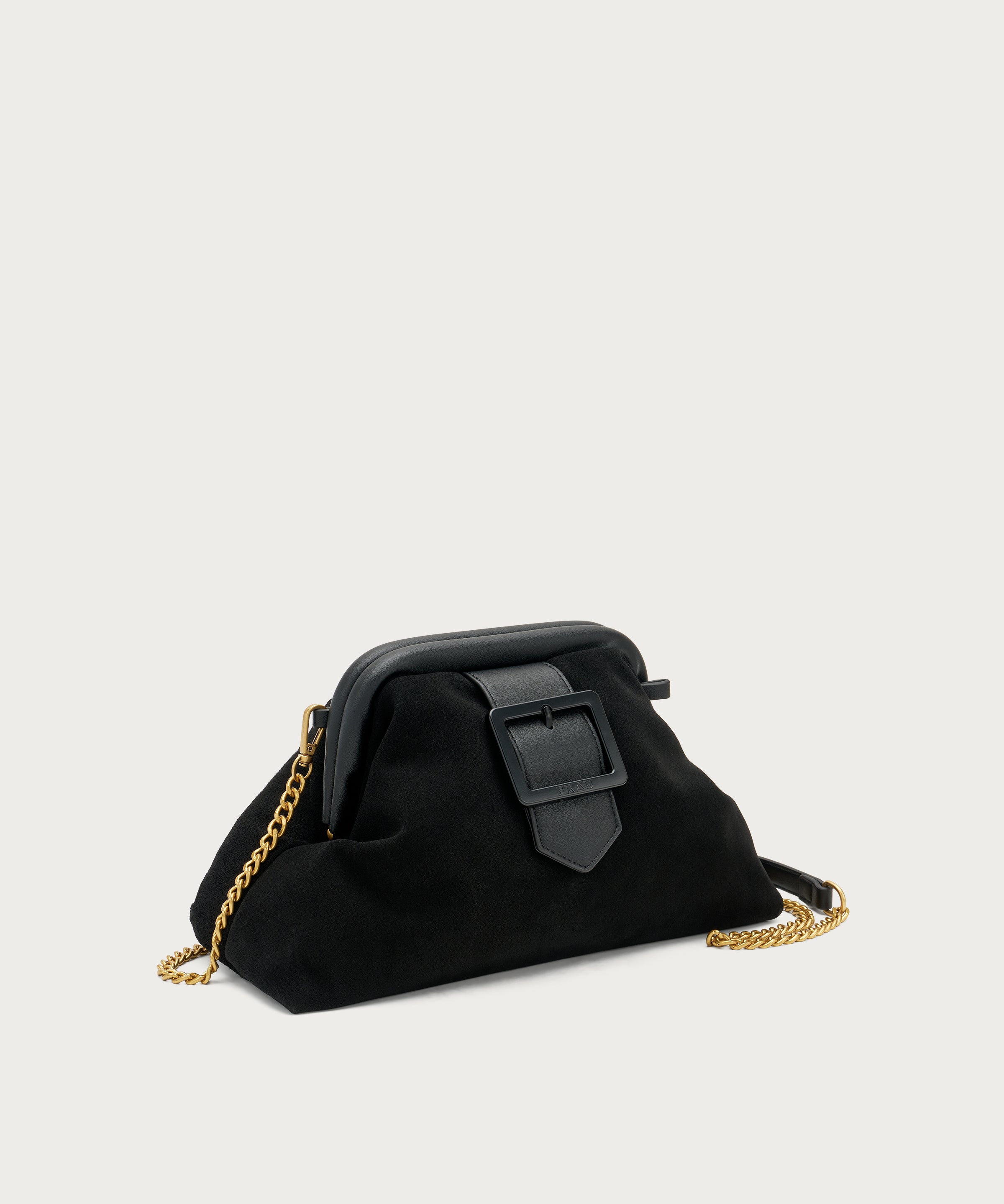 Maxi-Pochette aus Veloursleder in Schwarz