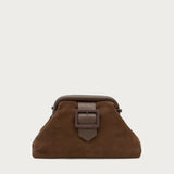 Brown suede maxi clutch