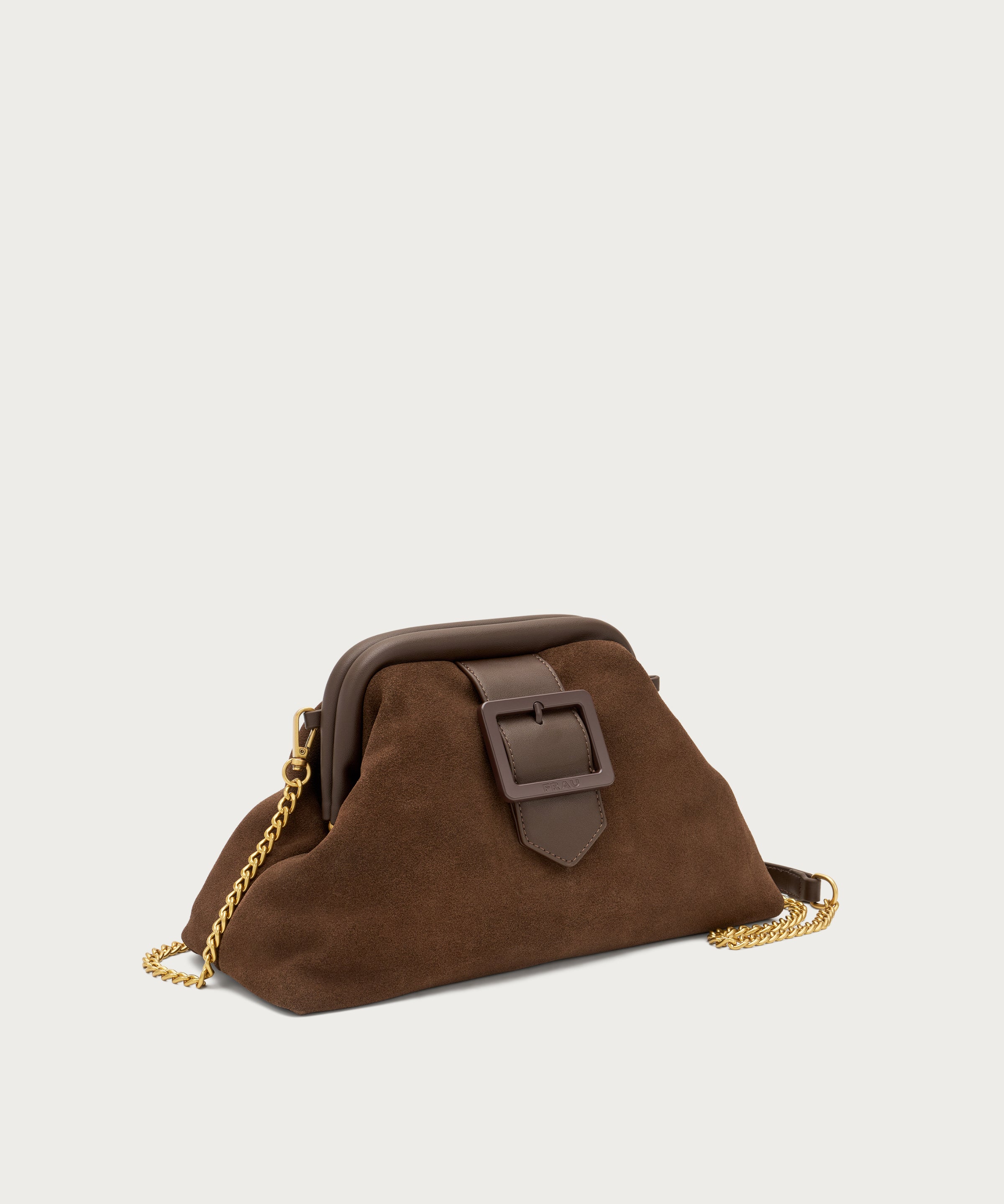 Maxi-Pochette aus Veloursleder in Braun