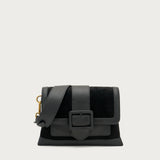 Small black suede and synthetic shoulder bag